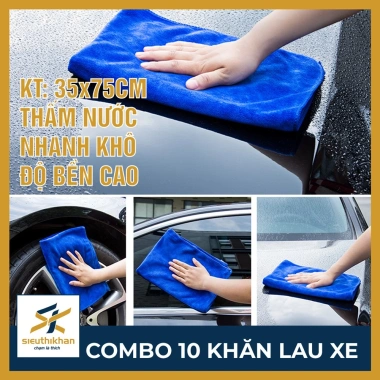 Combo 10 khăn lau xe hơi & xe máy - Thấm nước, nhanh khô, bền cao, giá 150.000đ