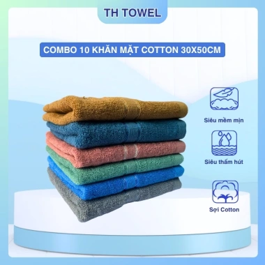 Combo 10 Khăn Mặt Cotton 30x50cm Siêu Thấm Hút, Mềm Mịn Cho Da - Giá 68.999đ 8