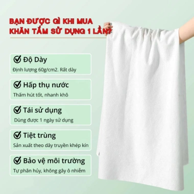 Combo 10 Khăn Tắm Du Lịch 1 Lần Cellulose Phân Hủy Sinh Học Thấm Hút Mạnh Khô Nhanh Giá 45.000
