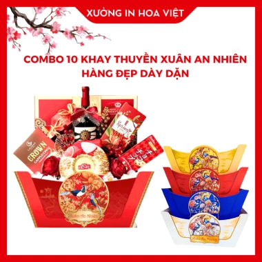 Combo 10 khay thuyền Xuân An Nhiên - mẫu mới sang trọng, dày dặn, hot trend 2.026, dùng đóng giỏ, giá ưu đãi 157.764 VND