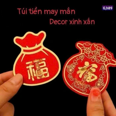 Combo 10 móc treo đồ họa tiết túi tiền chữ Phúc - Móc dán cường lực bám dính, chịu lực tốt, mẫu mới - Giá chỉ 28.999₫ 4