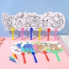 Combo 10 Quạt Giấy Tô Màu Cho Bé - Quà Tặng Học Sinh Họa Cụ Văn Phòng Phẩm Giá Chỉ 20.000 VNĐ
