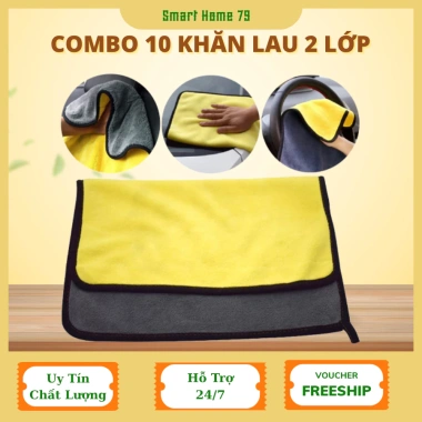 Combo 10 tặng 2 - Khăn lau xe ô tô siêu thấm 23cm, 2 mặt, dùng cho bếp, kính - Giá chỉ 10.800 VND 9