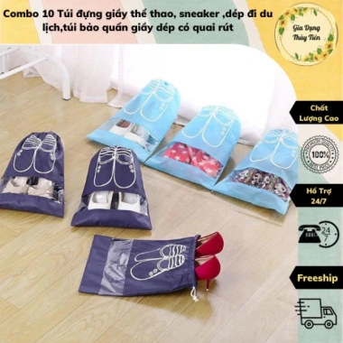 Combo 10 Túi Đựng Giày Thể Thao, Sneaker Du Lịch, Quai Rút Bảo Quản - 85.000đ
