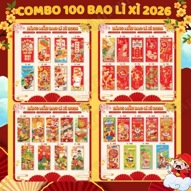 Combo 100 Bao Lì Xì Tết 2.026 Bính Ngọ Truyền Thống - Nhiều Mẫu Giá Rẻ MIYABI-b1 28.500₫