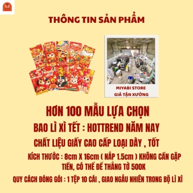 Combo 100 Bao Lì Xì Tết 2.026 Bính Ngọ Truyền Thống - Nhiều Mẫu Giá Rẻ MIYABI-b1 28.500₫
