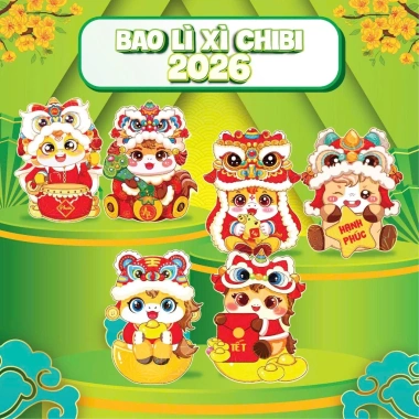 Combo 100 Bao Lixi Chipi Tết 2.026 - Nhiều mẫu, màu sắc dễ thương, giá chỉ 30.000đ