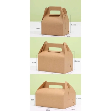 Combo 100 Hộp Giấy KRAFT Dáng Gài Quai Xách 21x11x10 - Đựng Bánh, Kẹo, Đồ Ăn cho Nhà Hàng, Khách Sạn Cao Cấp