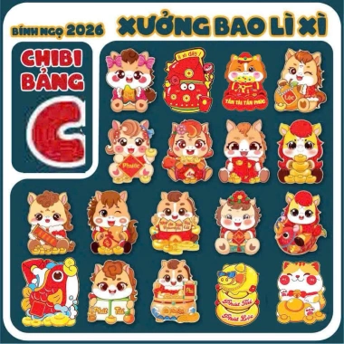 Combo 100 Lì Xì Chipi Bình Ngọ 2.026 - Giá chỉ 34.000đ, tiết kiệm, chuẩn Tết