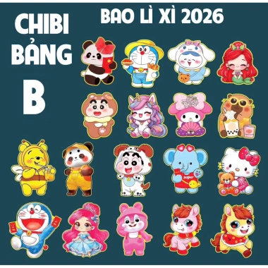 Combo 100 Lì Xì Chipi Bình Ngọ 2.026 - Giá chỉ 34.000đ, tiết kiệm, chuẩn Tết