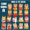 Combo 100 Lì Xì Chipi Bình Ngọ 2.026 - Giá chỉ 34.000đ, tiết kiệm, chuẩn Tết 7