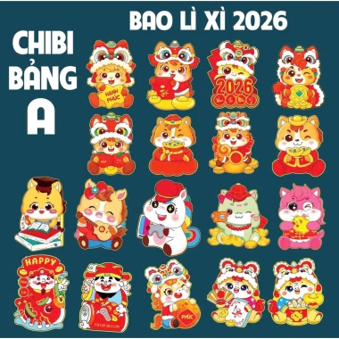 Combo 100 Lì Xì Chipi Bình Ngọ 2.026 - Giá chỉ 34.000đ, tiết kiệm, chuẩn Tết