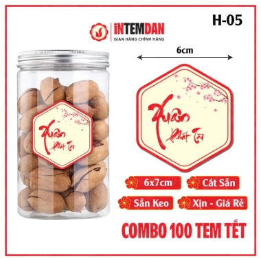 Combo 100 Tem Tết Lục Giác VINH LIEN Decal Giấy Dán Giỏ Quà Dưa Hồng Giá 97.000₫ 2