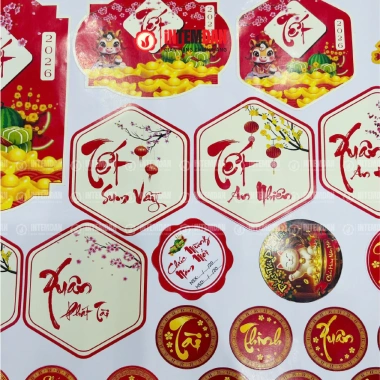 Combo 100 Tem Tết Lục Giác VINH LIEN Decal Giấy Dán Giỏ Quà Dưa Hồng Giá 97.000₫ 8