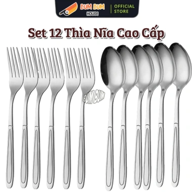 Combo 12 cây inox cao cấp 6 nĩa và 6 thìa ăn cơm tấm không rỉ an toàn 89.000 VND 2
