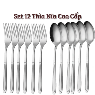 Combo 12 cây inox cao cấp 6 nĩa và 6 thìa ăn cơm tấm không rỉ an toàn 89.000 VND 10