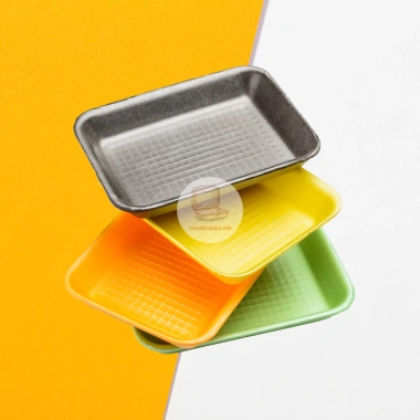 Combo 125 Khay Xốp M6 Đen - Đựng Thực Phẩm Nóng & Cấp Đông, Giá Rẻ, Bán Sỉ Giá Tốt