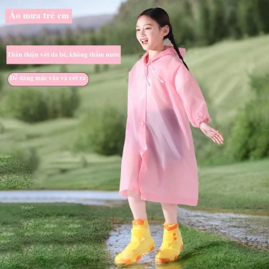 Combo 2 áo mưa măng tô cho bé gái & bé trai, cao 110‑140cm, nhẹ gọn, học sinh tiểu học AM04 3