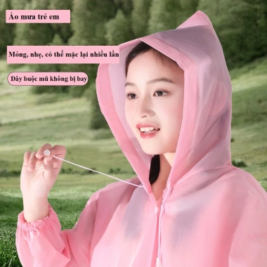 Combo 2 áo mưa măng tô cho bé gái & bé trai, cao 110‑140cm, nhẹ gọn, học sinh tiểu học AM04 5