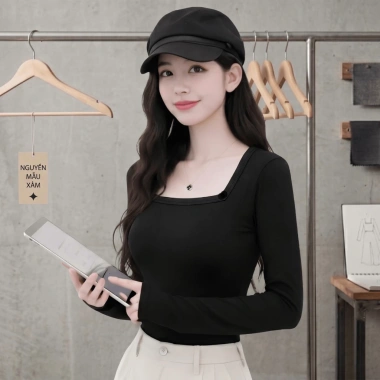 Combo 2 Áo Thun Nữ CELIDO Dài Tay Cổ Tròn và Cổ Vuông Cao Cấp Tôn Dáng Sang Trọng - Đồ Tết 2.026 Giá 127k