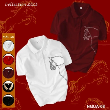 Combo 2 áo thun polo Tết Bình Ngọ 2.026 mẫu NGƯA08 CVC cá sấu size M-4XL 122.360đ