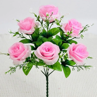 Combo 2 Cành 6 Bông Hồng Cao 36cm - Cành Hoa Giả Trang Trí Nhà, Đám Cưới, Giá 49k 5