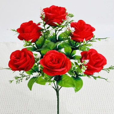 Combo 2 Cành 6 Bông Hồng Cao 36cm - Cành Hoa Giả Trang Trí Nhà, Đám Cưới, Giá 49k 9