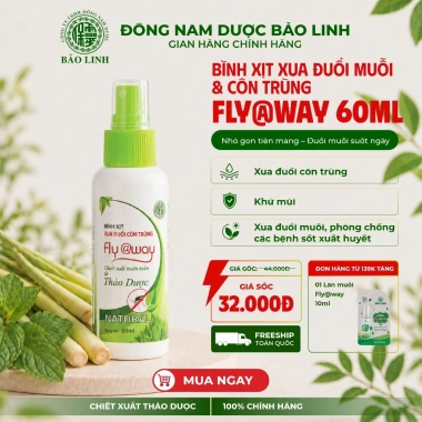 Combo 2 Chai 60ml Bình Xịt Tinh Dầu Đuổi Muỗi Côn Trùng Flyaway – Thảo Dược Tự Nhiên, An Toàn Cho Cả Nhà