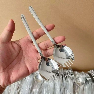 Combo 2 Muỗng Nĩa 2in1 Tiện Lợi Ăn Mì Bún Phở, Muỗng Trái Cây Độc Lạ Cán Dài