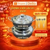 Combo 2 Nồi Lẩu Inox 22-24cm Đáy 3 Lớp - Dùng Gas & Hồng Ngoại, Quà Tặng 159k