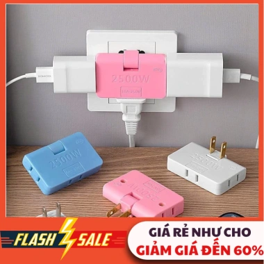 Combo 2 Ổ Cắm Điện Chuyển Đổi Xoay 180 độ Nhỏ Gọn Dễ Mang Du Lịch Kết Nối Chân Dẹt