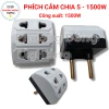 Combo 2 Phích Cắm Điện Đa Năng 1 Chia 5 - Tải 1.500W Giá 26.000 VND Giảm Giá