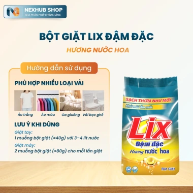 Combo 2 Túi 5.5Kg Bột Giặt Lix Đậm Đặc Hương Hoa, Tẩy Vết Bẩn, Khử Mùi Ẩm Mốc, Bảo Vệ Da Tay - 376.740₫ 3