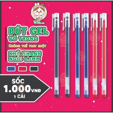 Combo 20 Bút Gel & Bút Bi Mực Nước Vỏ Trong Ngòi 0.5mm Dành Cho Học Sinh - Giá Ưu Đãi 28.000đ