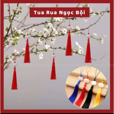 Combo 20 Dây Tua Rua Hoa Sen Hai Mặt Ngọc Bội Trắng Treo Trang Trí Gói Quà Phụ Kiện Đẹp 15k