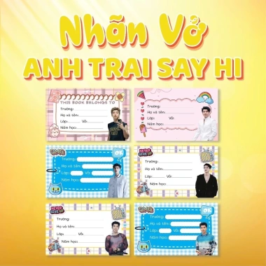 Combo 20 nhãn vở Quang Hùng MasterD 30 Anh Trai Say Hi Size 9x5.4cm Giá 18.000đ 2