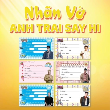 Combo 20 nhãn vở Quang Hùng MasterD 30 Anh Trai Say Hi Size 9x5.4cm Giá 18.000đ 4