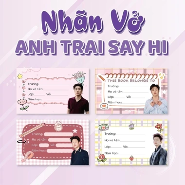 Combo 20 nhãn vở Quang Hùng MasterD 30 Anh Trai Say Hi Size 9x5.4cm Giá 18.000đ 6