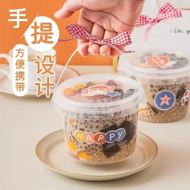 Combo 25 Xô Nhựa Mini 350ml-500ml Quai Nắp Đựng Charm Trà Sữa, Hoa Quả Dầm PP An Toàn Giá 27.850 VND 2