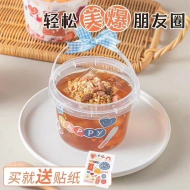 Combo 25 Xô Nhựa Mini 350ml-500ml Quai Nắp Đựng Charm Trà Sữa, Hoa Quả Dầm PP An Toàn Giá 27.850 VND 8