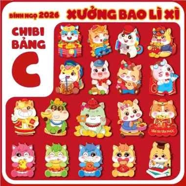 Combo 25/50/100 bao lì xì Tết 2.026 - chi bi phản quang dễ thương bé, chỉ 21.000 VND