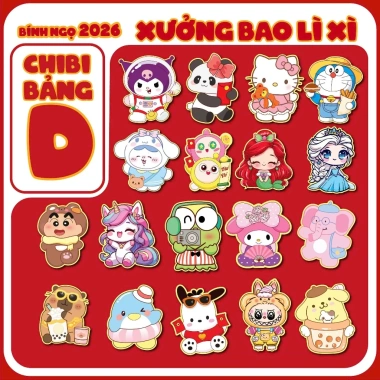 Combo 25/50/100 bao lì xì Tết 2.026 - chi bi phản quang dễ thương bé, chỉ 21.000 VND