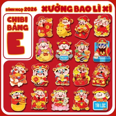 Combo 25/50/100 bao lì xì Tết 2.026 - chi bi phản quang dễ thương bé, chỉ 21.000 VND