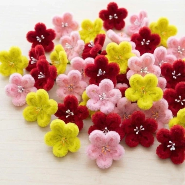 Combo 25/50/100 Hoa Đào và Mai Kẽm Nhung Handmade - Bông Rời 3 Sợi Cao Cấp Trang trí Cây Tết, Giá chỉ 50.000đ