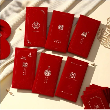 COMBO 2C Lì xì ăn hỏi - Bê tráp chữ Hỷ giấy phủ NHUNG cao cấp, giá chỉ 13.000₫