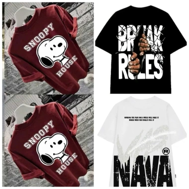 Combo 3 áo thun nam SNOOPY đỏ, BREAK đen, NAVA.R trắng form rộng cổ tròn giá chỉ 48.190₫