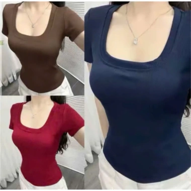 Combo 3 áo thun tăm lạnh Xả Lỗ Cuối Mùa - Áo cổ vuông ôm body, tôn dáng, thoáng mát, chỉ 49.900₫