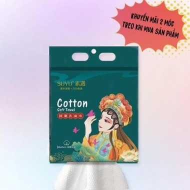 Combo 3 Bịch Khăn Mặt Khô Cotton Dạng Rút, Bông Tự Nhiên & Móc Dán - 105.000đ
