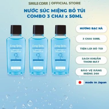 Combo 3 chai Nước súc miệng Okina Long Spin hương Bạc hà 50ml - Du lịch bỏ túi, làm sạch hơi thở, Nhật Bản 2