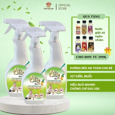Combo 3 chai xịt đuổi muỗi, kiến sinh học Sbi 530ml - Giấy kiểm định, bảo vệ gia đình trẻ em, 70.000 VND